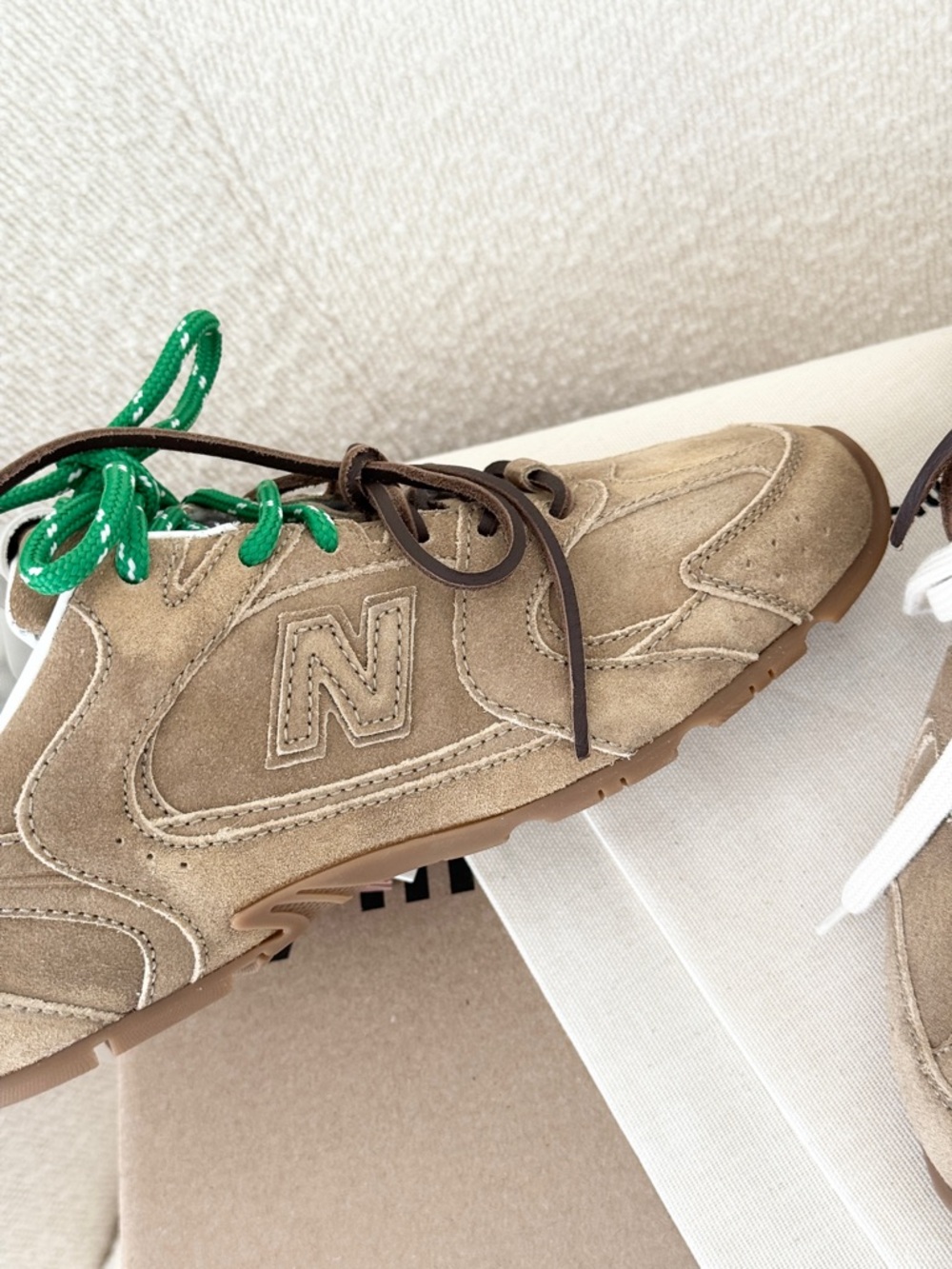 ✨NEW✨MIU MIU Women’s New Balance X Miu Miu 530 SL Suede Sneakers - Ecru / EU 38 - Picture 8 of 16